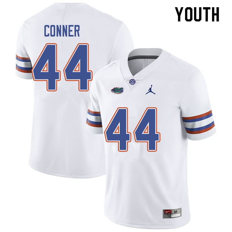 NCAA Florida Gators Garrett Conner Youth #44 Jordan Brand White Stitched Authentic College Football Jersey WDD5164LX
